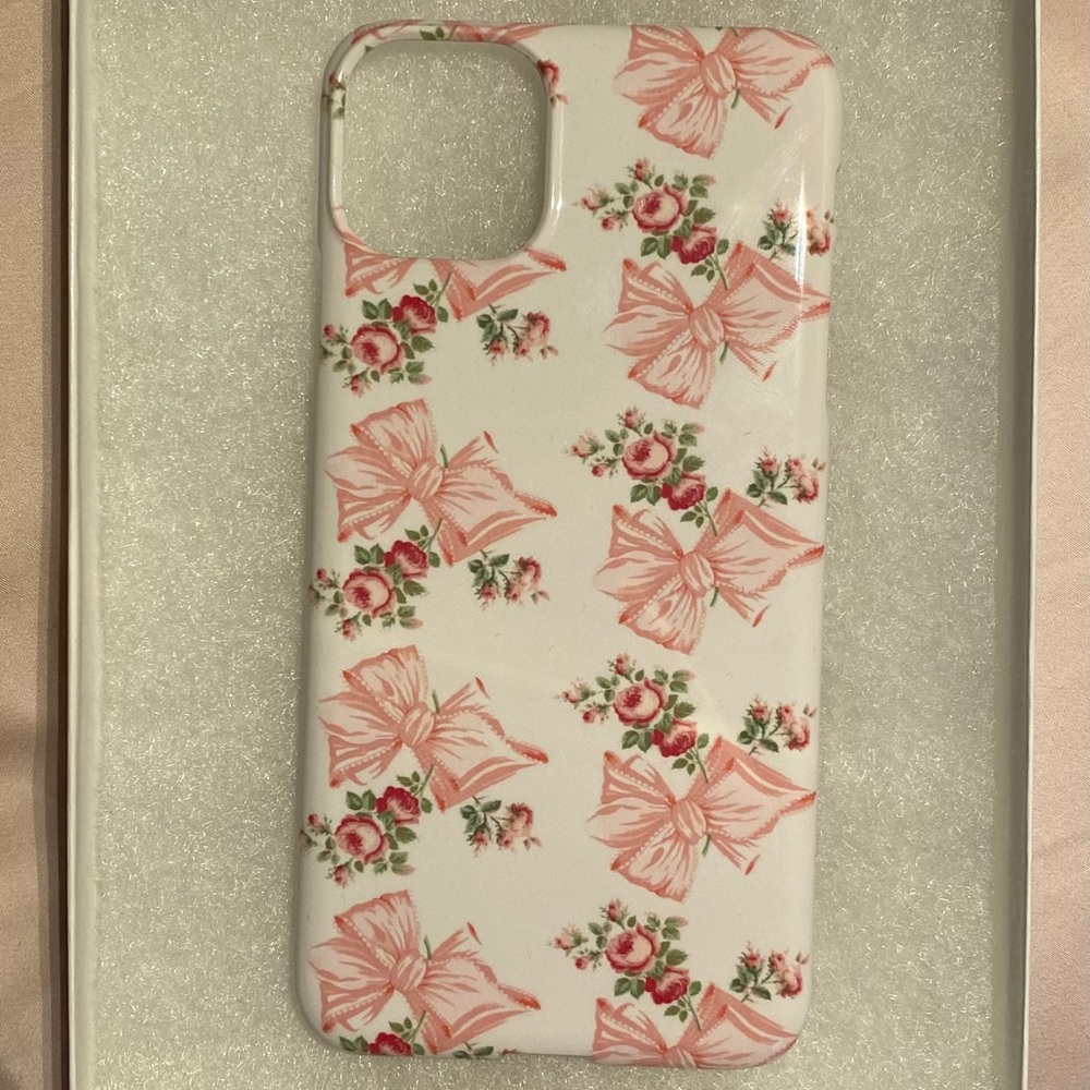 LOVESHACKFANCY iPhone11 Pro Max case in Pink/White